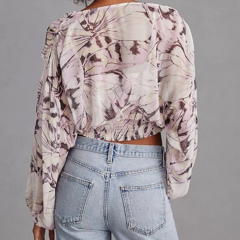 Anthropologie Sheer Peasant Top - Picture 3 of 13